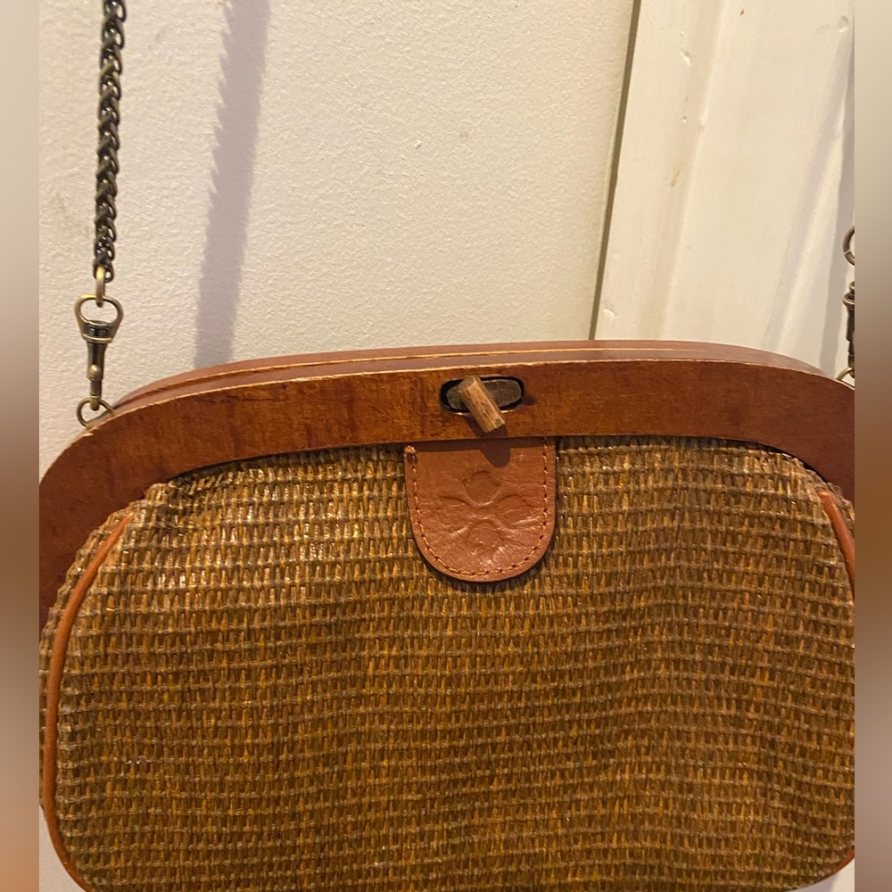 Patricia Nash vintage chain shoulder strap, woven bag